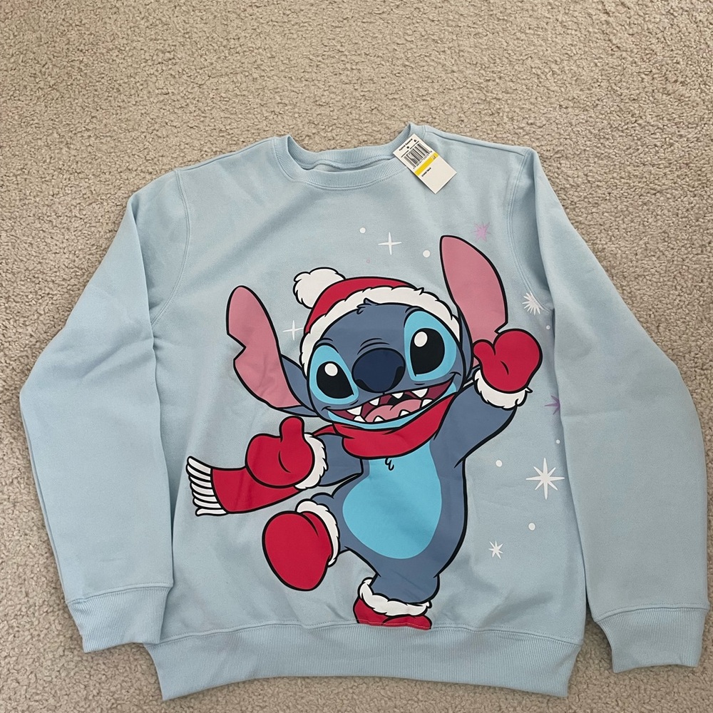 Disney’s Stitch Blue Holiday Sweatshirt, size Medium